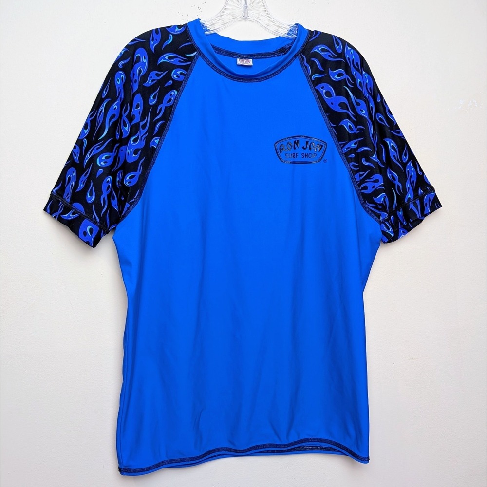 Vintage Ron Jon Surf Shop Swim Compression Stretch Blue Flame Sleeves Mens 2XL